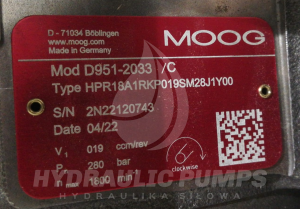 Pompa hydrauliczna tłoczkowa Moog D951-2033/C HPR18A1RKP019SM28J1Y00	  D951-2033 HPR18A1 RKP019SM28J1Y00	