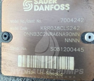 Pompa hydrauliczna tłoczkowa Sauer Danfoss 7004242  KRR038CLS2420NNB3C2NRA6NA90NNNNN  KRR038CLS242ONNB3C2NRA6NA90NNNNN