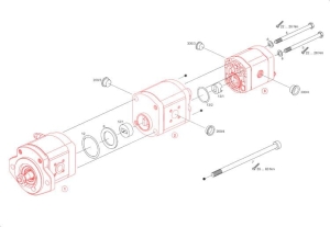 Pompa hydrauliczna zębata trzysekcyjna Bosch Rexroth  0510366302    0510 366 302   0 510 366 302  AZPFFB-11-005/008/1,0LCX202002PB 