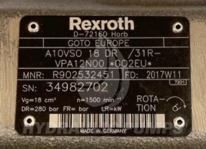 Pompa hydrauliczna tłoczkowa Bosch Rexroth R902532451 A A10VSO 18 DR /31R-VPA12N00 *GO2EU*    A A10VSO18DR/31R-VPA12N00 *GO2EU*   A A10VS018DR/31R-VPA12N00 *GO2EU*